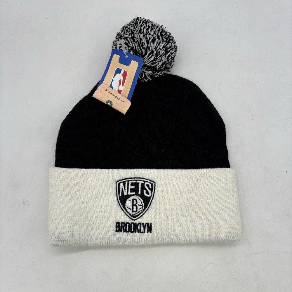 Brooklyn Nets Beanie OSFA New York NBA Knit Hat Bronx Pom Pom NWT